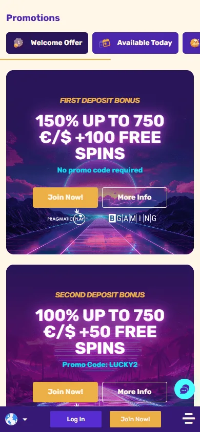Letslucky Casino promotions screen on a mobile device